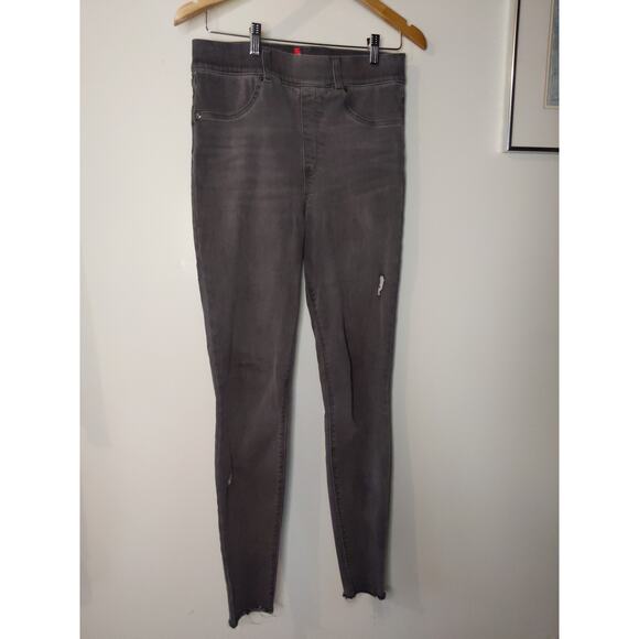 SPANX Women's M/M Tall Gray Pull-On Jeggings Raw Hem Stretch Skinny - Picture 1 of 9